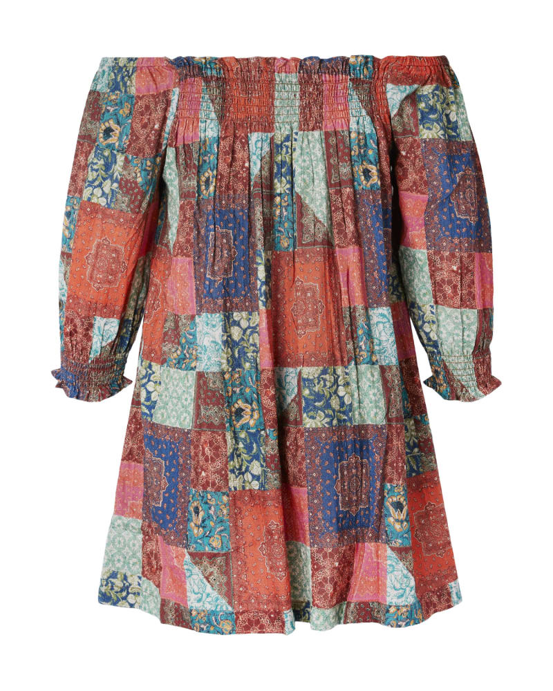 Front of a size 1X Cynthia Dress in Cardinal Multi by The Odells. | dia_product_style_image_id:240090